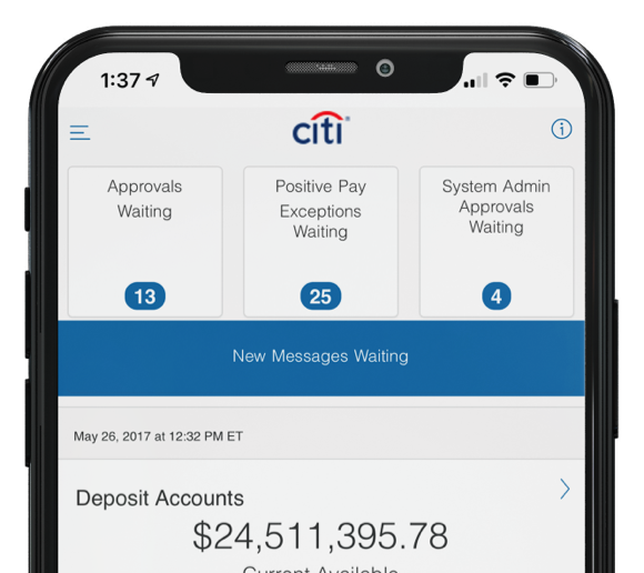 Citi Bank Online Banking Account Management